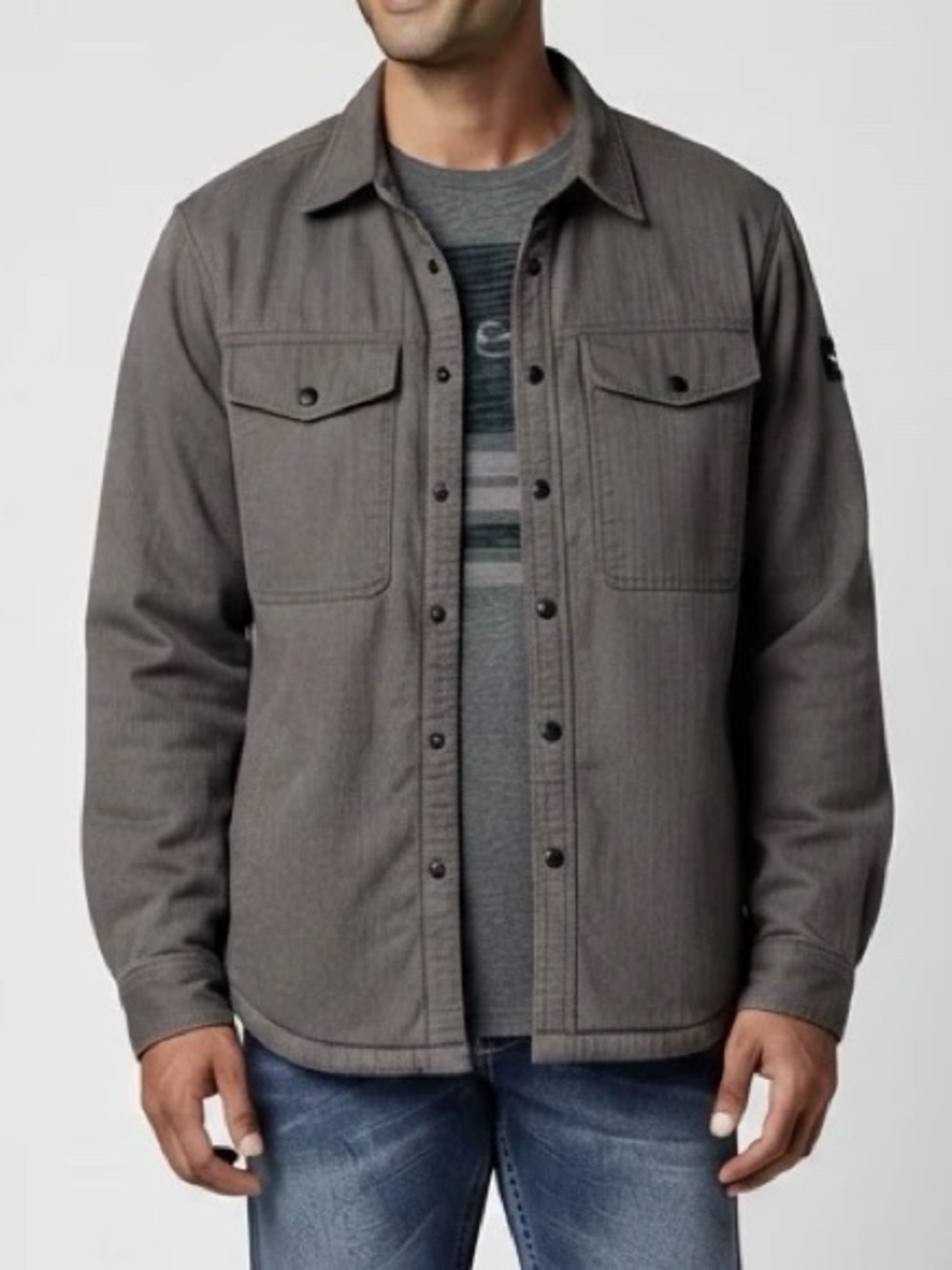 North Face Gray Sherpa Lined Shirt Jacket